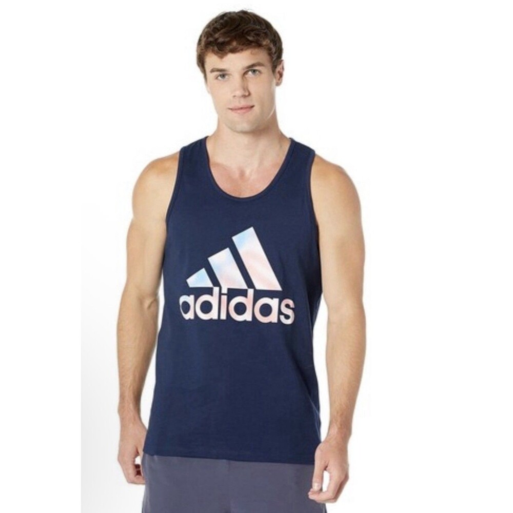 NWT adidas Mens M AMER G TK Americana Graphic Tank Top Navy Blue Logo HL8495